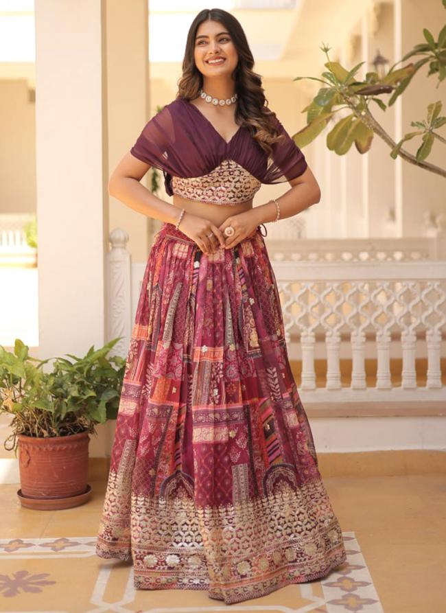 Silk Maroon Wedding Wear Embroidery Work Readymade Lehenga Choli